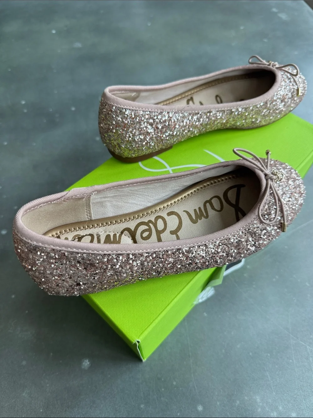 Sam Edelman Girls Glitter Ballet Flats in Blush Pink